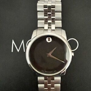 Movado Stainless Steel Watch - Black Dial